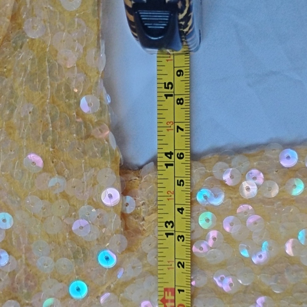 Vintage Y2K Yellowโ Sequin Party Bling Festival Feminine Girly Top - Picture 16 of 16